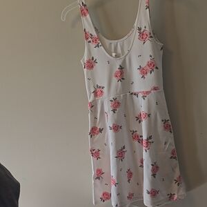 H&M Divided White Dress with Pink Floral Design